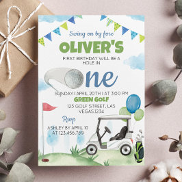 Loch in einem Golf Boy Einladung zum 1. Geburtstag
