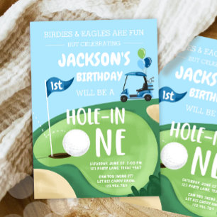 Loch in einem Golf Boy Erster Geburtstag Par-T-Shi Einladung