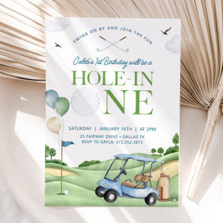 Loch in einem Golf Boy Erster Geburtstag Par-T-Shi Einladung