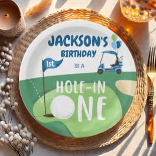 Loch in einem Golf Boy Erster Geburtstag Par-T-Shi Pappteller