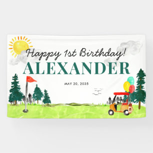 Loch in einem Golf Boy Golfing Par-tee 1. Geburtst Banner