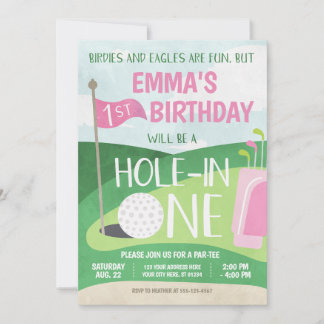 Loch in einem Golf Einladung Girl Erster Geburtsta