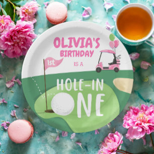 Loch in einem Golf Girl Erster Geburtstag Par-T-Sh Pappteller