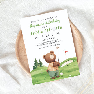 Loch in einem Golf Green Erster Geburtstag Par-T-S Einladung