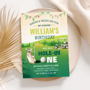 Loch in einem Golf Par-T 1. Geburtstag Einladung
