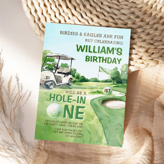 Loch in einem Golf Par-T 1. Geburtstag Einladung