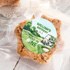 Loch in einem Golf Par-T 1. Geburtstag Runder Aufkleber
