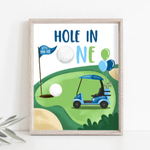 Loch in einem Golf Par-T-Shirt Junge erste Geburts Poster