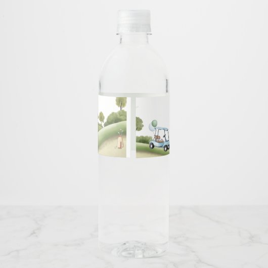 Loch in einem Golf-Par-T-Shirt Wasserflaschenetikett (Rückseite)