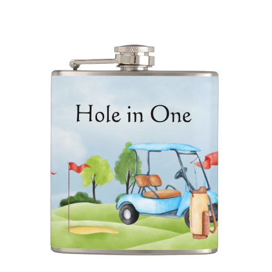 Loch in einem Golf Vinyl Wrapped Flask Flachmann (Vorderseite)