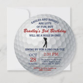 Loch in einem Golfball PAR-T-SHIRT jedes Lebensjah Einladung (Vorderseite)