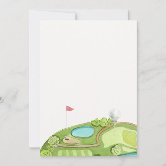 Loch in einem Golfplatz Einladung zum ersten Gebur (Rückseite)
