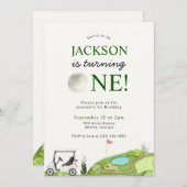 Loch in einem Golfplatz Einladung zum ersten Gebur (Vorne/Hinten)