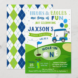 Loch in einem Golfplatz Erster Geburtstag Par-T-Sh Einladung