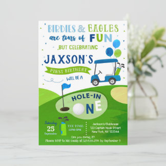 Loch in einem Golfplatz Erster Geburtstag Par-T-Sh Einladung