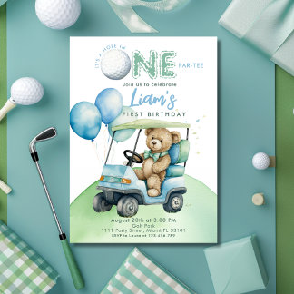 Loch in einem Golfspieler Erster Geburtstag Par-T- Einladung