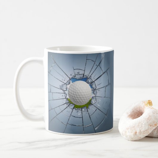 Loch in einem kaputten Glas Golf Ball Player Golfe Kaffeetasse (Mit Donut)
