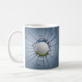 Loch in einem kaputten Glas Golf Ball Player Golfe Kaffeetasse (Links)