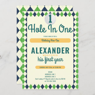 Loch in einem Par-T-Shirt Golf beherrscht 1. Gebur Einladung