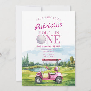 Loch in einem rosa Golf 1. Geburtstag Einladung