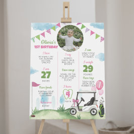 Loch in einem rosa Golf 1. Geburtstag Meilenstein  Poster