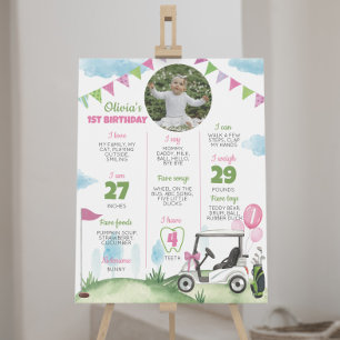 Loch in einem rosa Golf 1. Geburtstag Meilenstein Poster