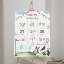 Loch in einem rosa Golf 1. Geburtstag Meilenstein  Poster