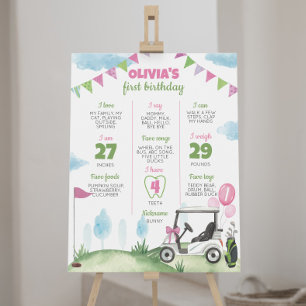 Loch in einem rosa Golf 1. Geburtstag Meilenstein Poster