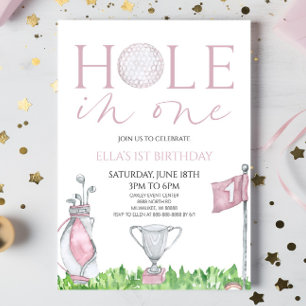 Loch in einem rosa Golf 1. Geburtstag Party Einladung