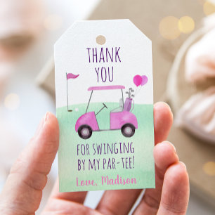 Loch in einem rosa Golf Erster Geburtstag Par-T Geschenkanhänger