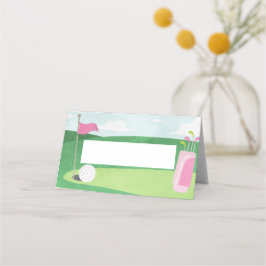 Loch in einer Platzkarte, Girl Golf Platzkarte