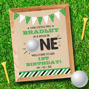 Loch in One Boys Golf 1. Geburtstag Par-T Begrüßun Poster