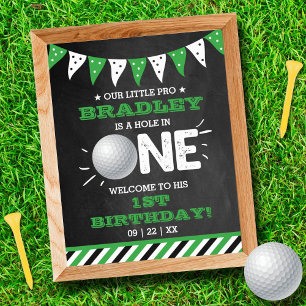 Loch in One Boys Golf 1. Geburtstag Par-T Begrüßun Poster