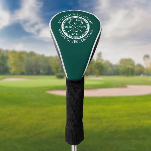 Loch in One Classic Emerald Green Personalisiert Golf Headcover