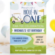 Loch in One First Birthday Golf Einladung