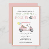 Loch in One Girl 1. Geburtstag Party Einladung (Vorne/Hinten)