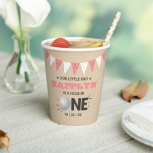 Loch in One Girls Golf 1. Geburtstag Par-T Pappbecher