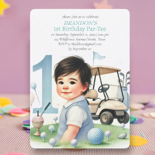 Loch in One Golf Boy 1. Geburtstag Par-T-Shirt Einladung