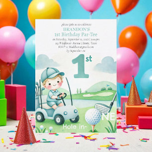 Loch in One Golf Boy 1. Geburtstag Par-T-Shirt Einladung