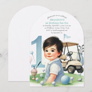 Loch in One Golf Boy 1. Geburtstag Par-T-Shirt Einladung