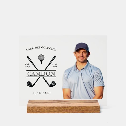 Loch in One Golfer Foto Award - Akryllisches Zeich Acrylschild (Vorderseite)