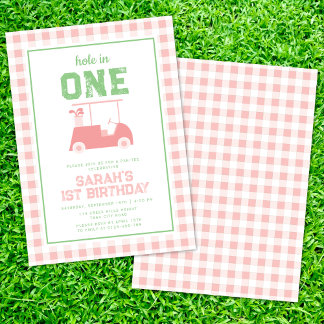 Loch in One Par T-Shirt Girls 1. Geburtstag Einlad Einladung