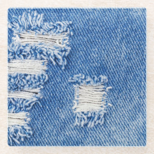 Loch, Jeans aus Denim, rippte Textur Glasuntersetzer