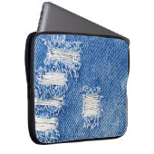 Loch, Jeans aus Denim, rippte Textur Laptopschutzhülle (Vorne Rechts)