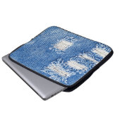 Loch, Jeans aus Denim, rippte Textur Laptopschutzhülle (Vorne Knopf)