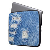 Loch, Jeans aus Denim, rippte Textur Laptopschutzhülle (Vorderseite Links)