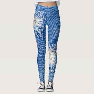 Loch, Jeans aus Denim, rippte Textur Leggings
