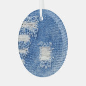 Loch, Jeans aus Denim, rippte Textur Ornament Aus Glas (Vorderseite links)