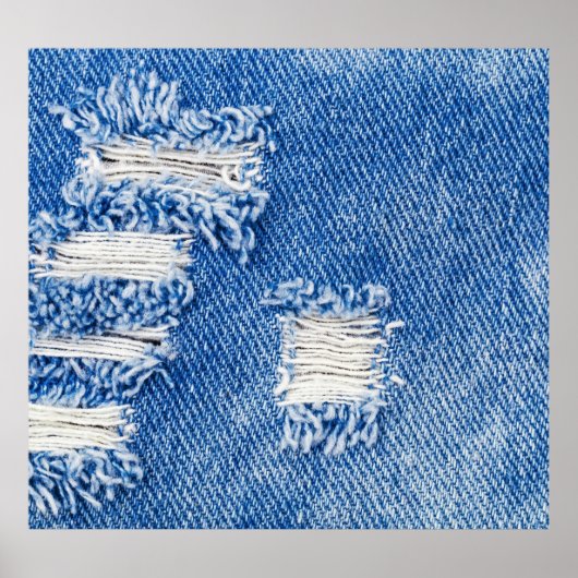 Loch, Jeans aus Denim, rippte Textur Poster (Vorne)