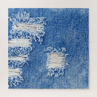 Loch, Jeans aus Denim, rippte Textur Puzzle